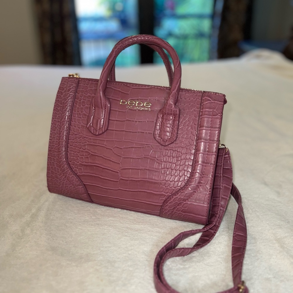 Bebe Women's Pink Crocodile Embossed Bag